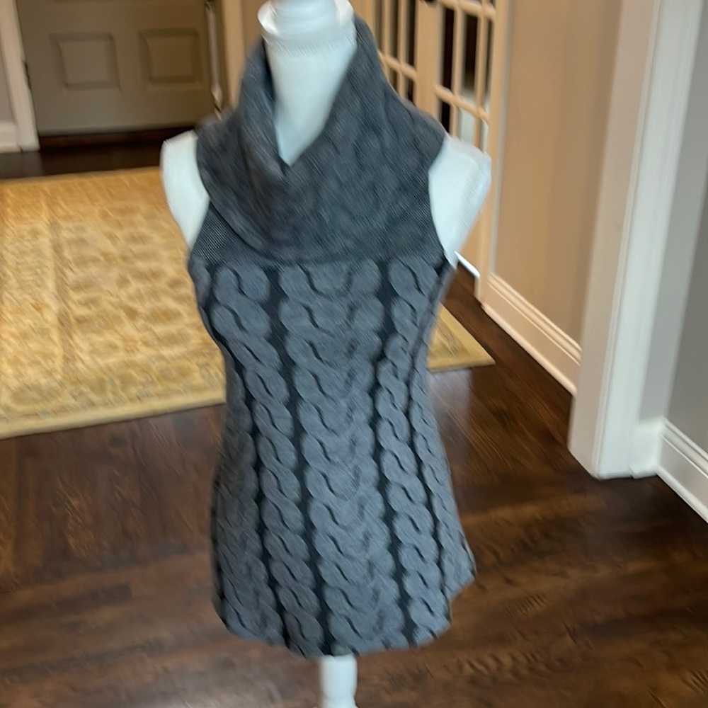 Liquid small sleeveless sweater with cowl neck